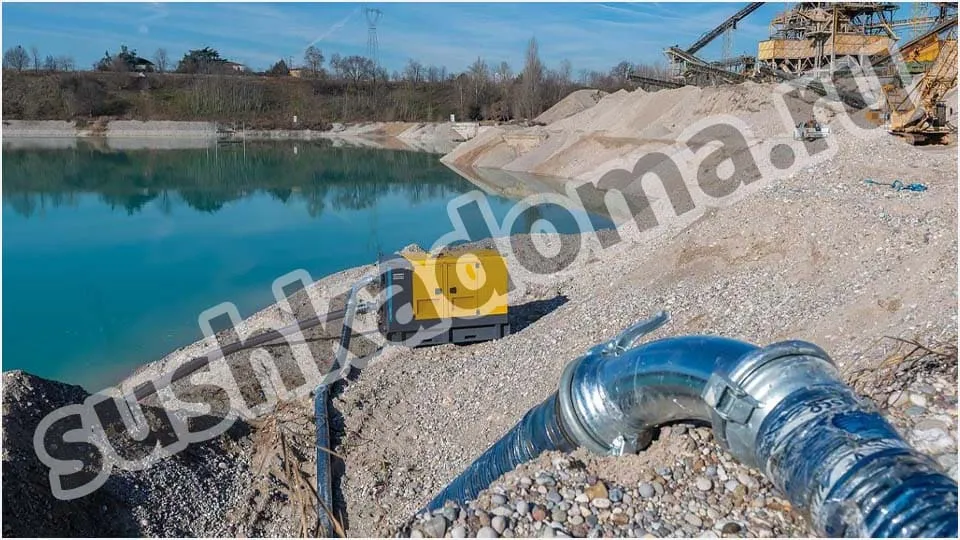 Откачка воды из котлована Откачка воды из котлована