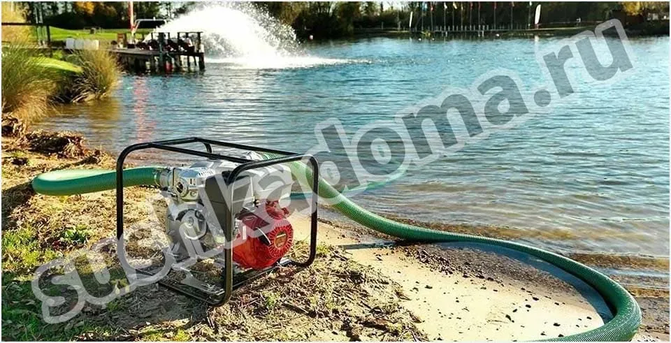 Откачка воды из пруда Откачка воды из пруда