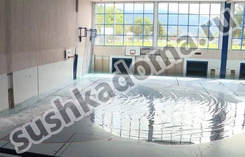 Услуга откачки воды из спортивного зала после затопления