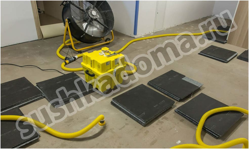 Просушка перекрытий после залива водой Просушка перекрытий после залива водой