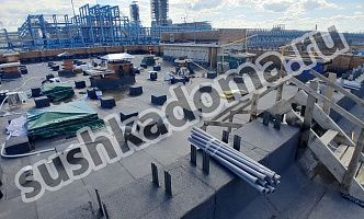 Просушка плоской крыши с гидроизоляцией из полимочевины
