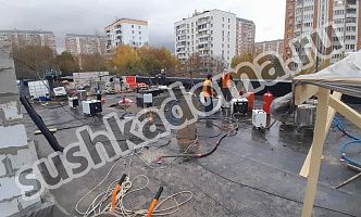 Просушка плоской крыши с гидроизоляцией из полимочевины