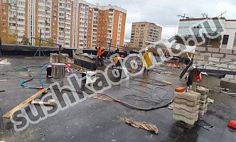 Просушка плоской крыши с гидроизоляцией из полимочевины