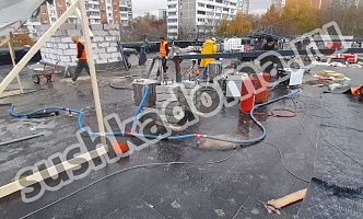 Просушка плоской крыши с гидроизоляцией из полимочевины